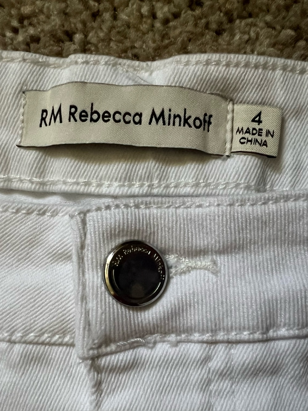 Rebecca‎ Minkoff White High-Rise Denim Shorts - Picture 2 of 13